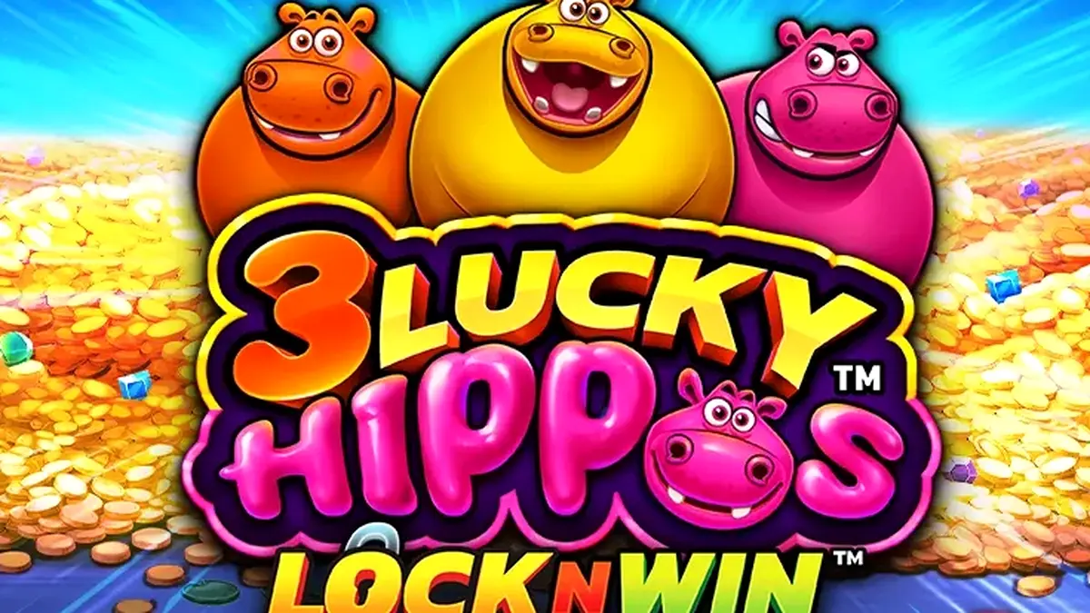3 Lucky Hippos slot game screen
