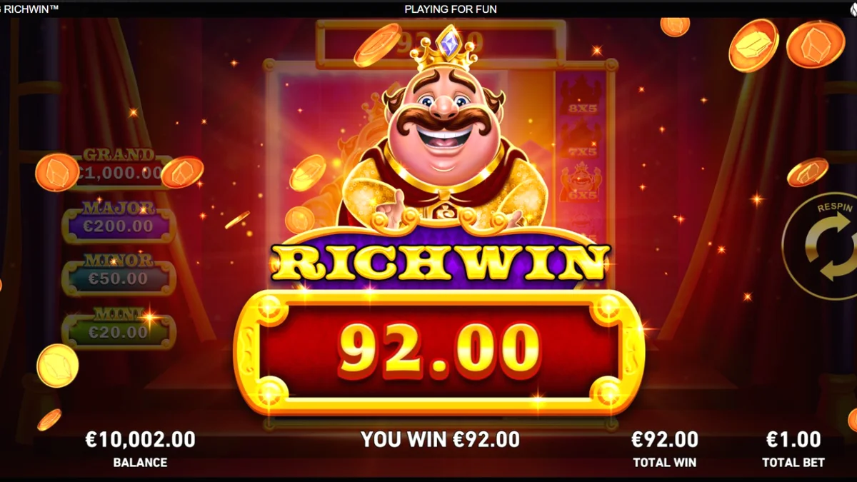 Makulay na disenyo ng King Richwin slot na may medieval castle theme